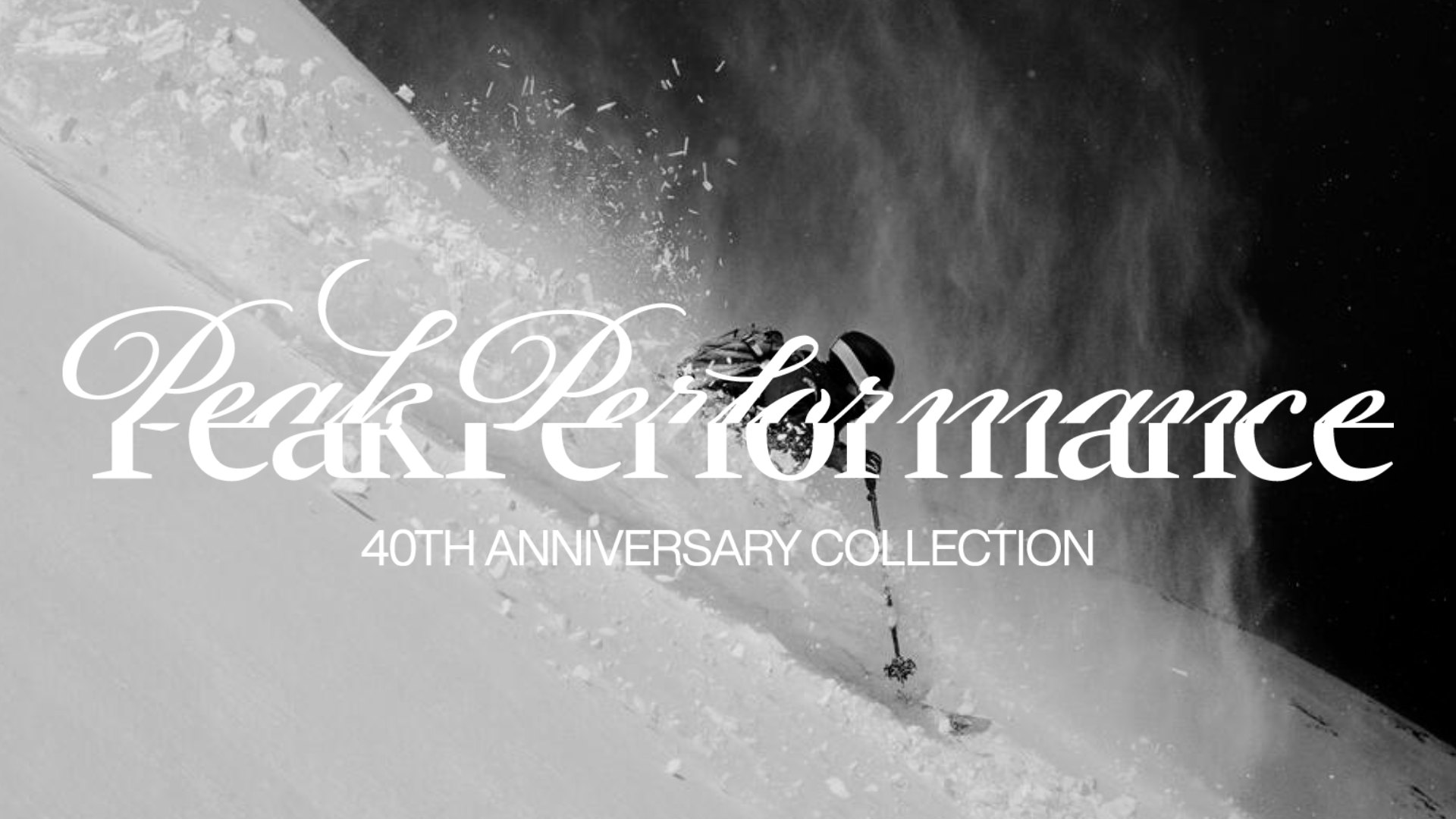 Skier in powder — Peak Performance 40th Anniversary Collection